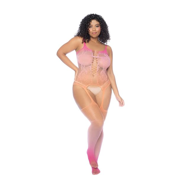 Floral Ombre Bodystocking - Queen Size - Sunset