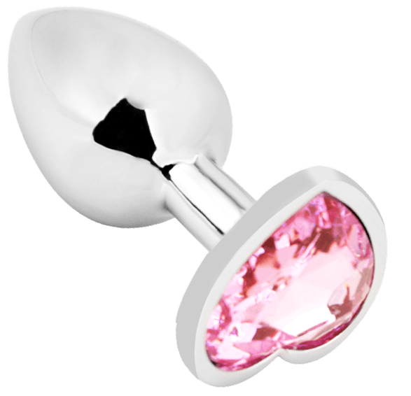 Heart shape Anal Plug medium silver - pink