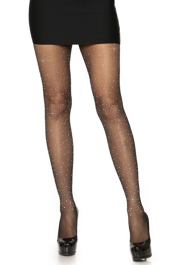 Sheer Rhinestone Elastane Pantyhose
