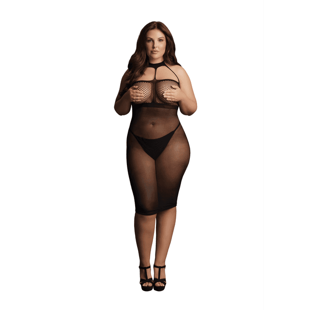 High Neck Dress - Queen Size - Black