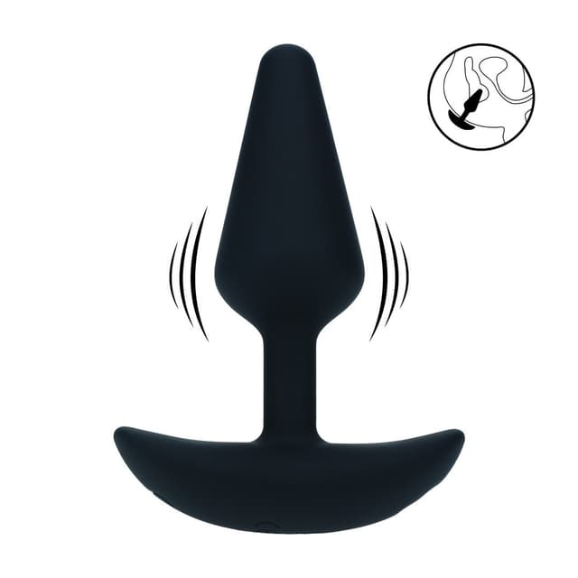 Classic Vibrating Silicone Anal Plug - S - Black