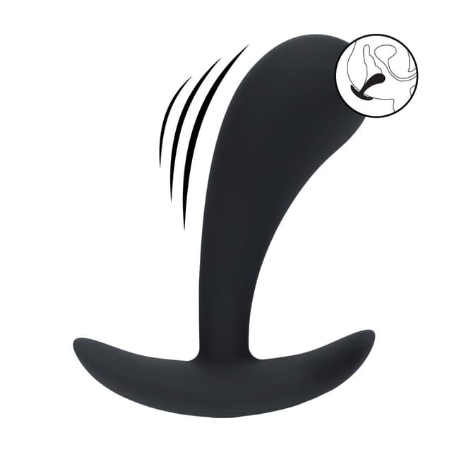 Vibrating Silicone Prostate Stimulator Anal Plug - M - Black