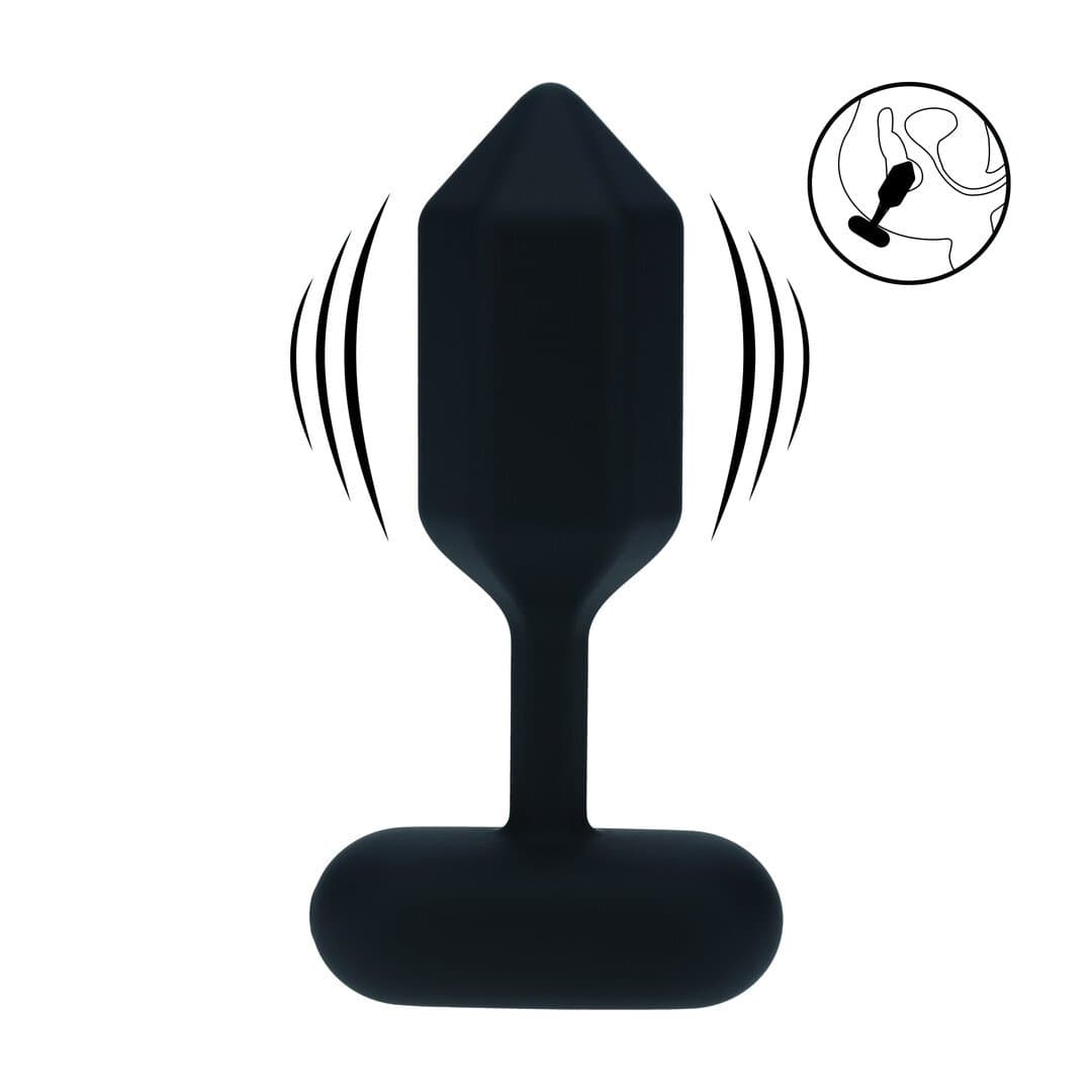 Hexagonal Vibrating Silicone Anal Plug - S - Black
