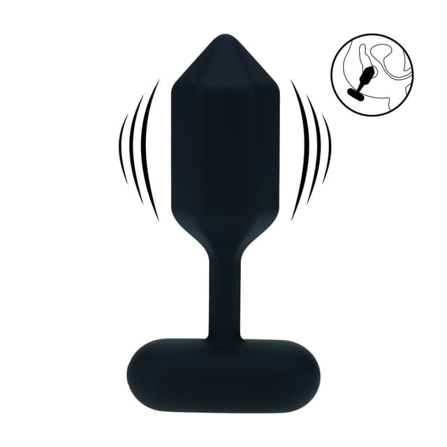 Hexagonal Vibrating Silicone Anal Plug - S - Black