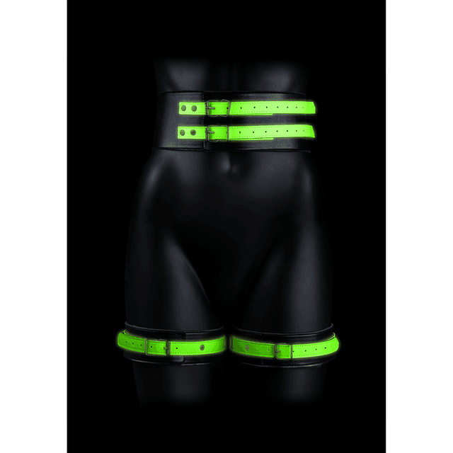 Thigh Cuffs with Belt and Handcuffs - Glow in the Dark - L/XL