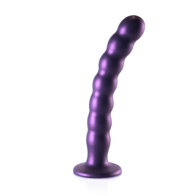 Beaded Silicone G-Spot Dildo - 8'' / 20,5 cm - Metallic Purple