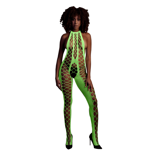 Bodystocking with Halterneck - One Size - Neon Green